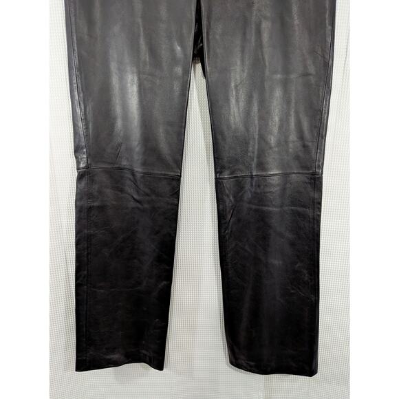 NWOT! CLIFFORD & WILLS! BLACK GENUINE LEATHER HIGH WAIST STRAIGHT PANTS! SZ 12 - Picture 4 of 10